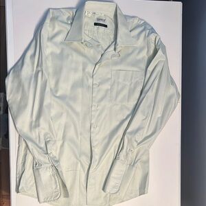 Zanetti green and white Dress Shirt Long-Sleeved Button-Up